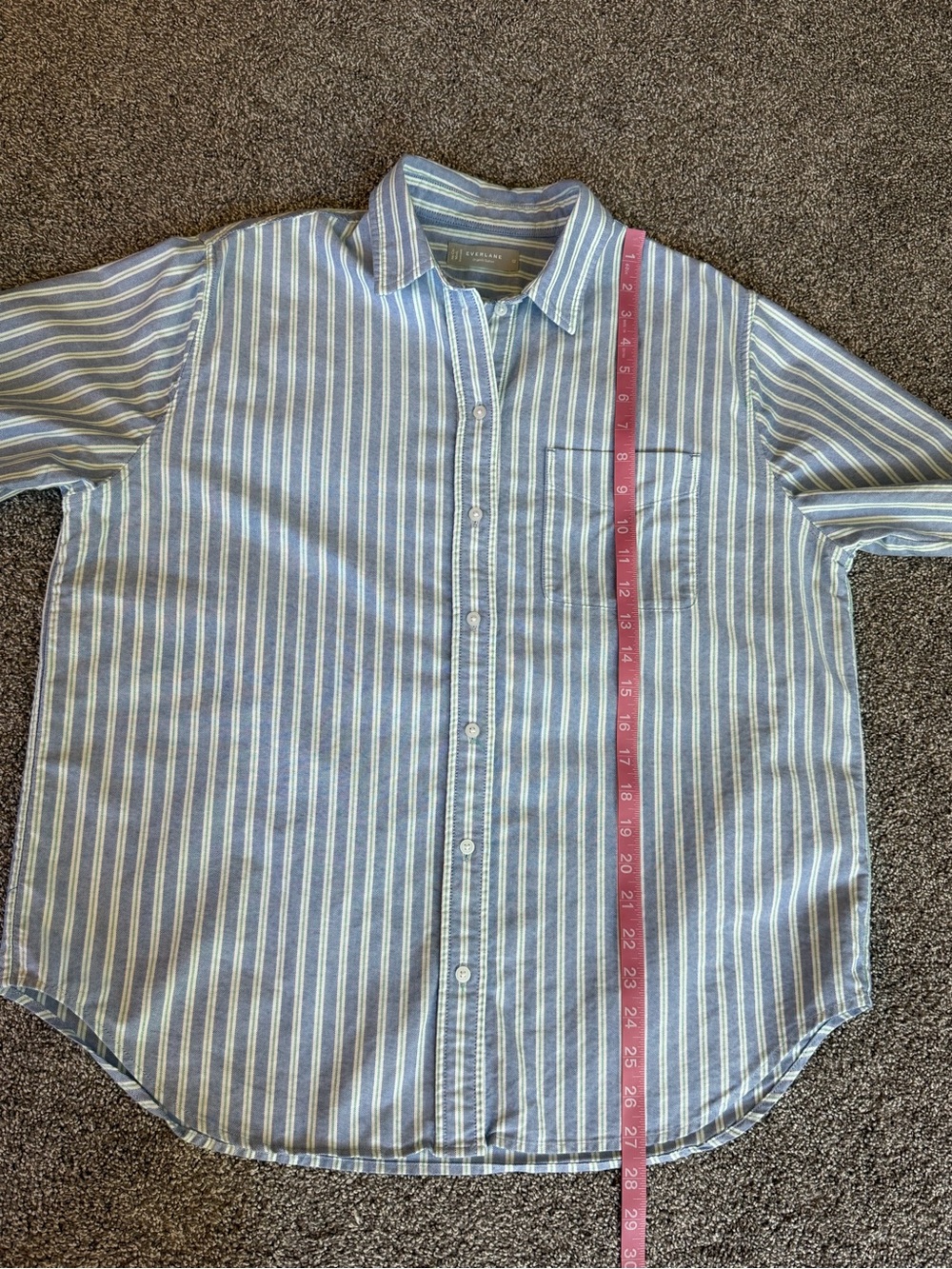 Everlane Organic Cotton Blue Stripe Button Down Shirt Size 12 - Picture 5 of 7